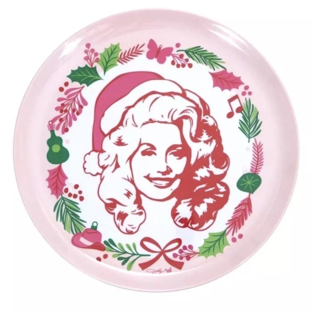 Dolly Parton Christmas Melamine Platter Pink Bow Plate Cookie Tray Viral Tiktok - Picture 3 of 13